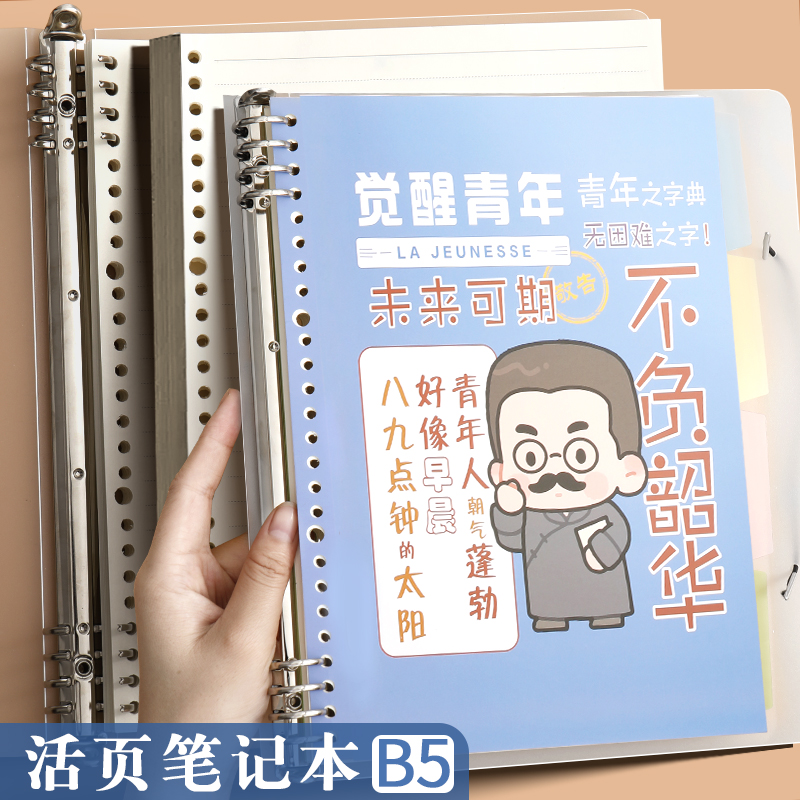 活页本国誉外壳b5高颜值替芯本子初中生高中生专用空白环装订圈软皮晴耕雨读