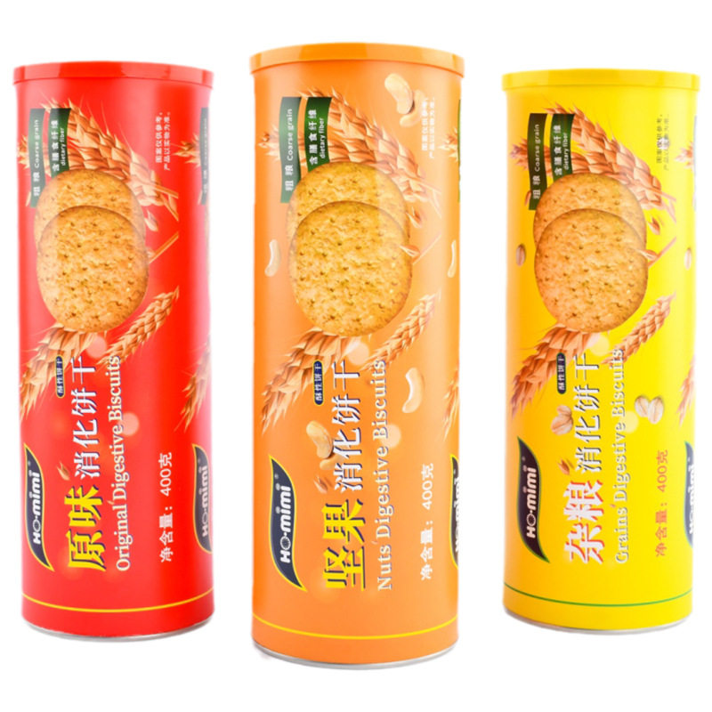 山姆冠必买Ho.mimi原味杂粮坚果消化饼干400g休闲零食桶装燕麦粗
