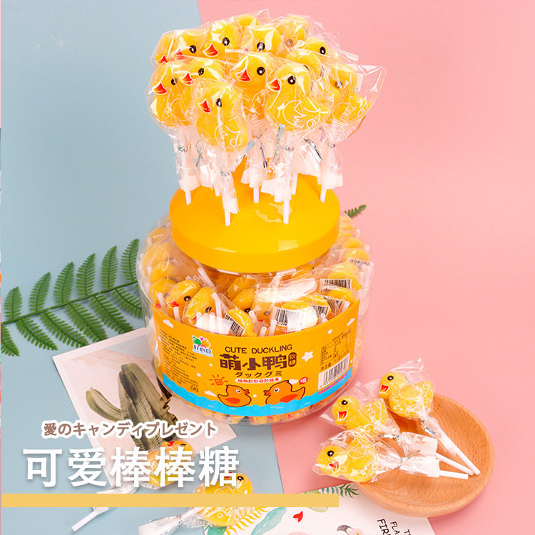 山姆必买100支一罐小鸭子软糖棒棒糖可爱卡通儿童零食糖果食品超