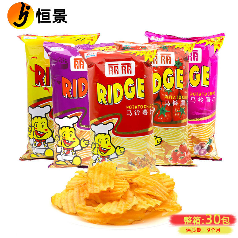 山姆冠必买丽丽薯片 100g大包烤肉番茄香辣味大波浪马铃薯薯片膨