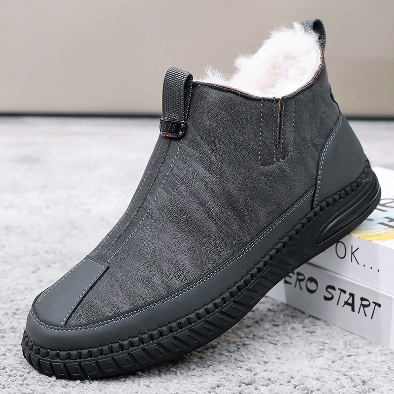 冬季新款羊毛男鞋老北京布鞋男款棉鞋加绒加厚保暖高帮鞋子休闲鞋