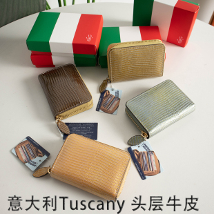意大利头层牛皮证件真皮包新款 女士防盗刷卡包小巧随身收纳零钱包
