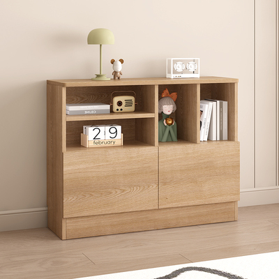 2025新款圆角书柜电视柜一体柜隐藏插座收纳储物一体实木书架落地