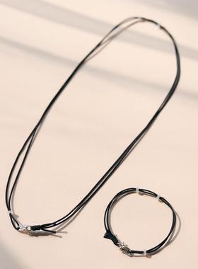 100%真丝项链绳横穿挂绳黑吊坠绳