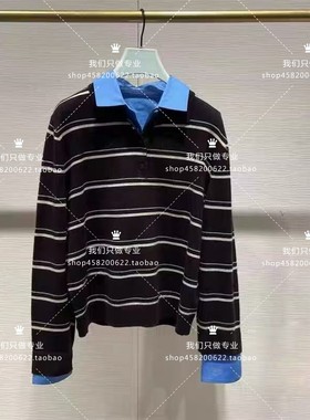 欧家专柜2025新女冬可拆领条纹polo毛衣针织衫1SY403518F-11A-999