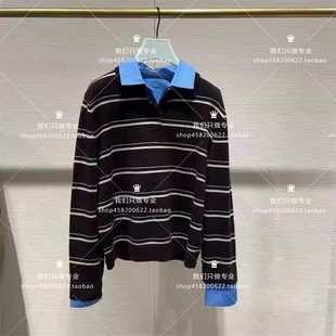 999 11A 欧家专柜2025新女冬可拆领条纹polo毛衣针织衫 1SY403518F