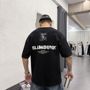 重磅氛围感短袖 风潮流百搭T恤衫 男个性 上衣美式 字母印花时尚 秋款