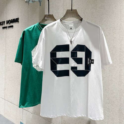 夏季潮流时尚字母印花圆领短袖
