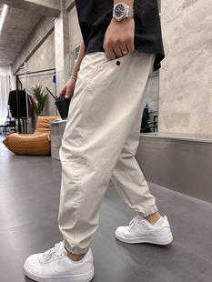 薄款 青年帅气大口袋纯色运动风休闲裤 男士 流行小脚裤 新款 春夏长裤