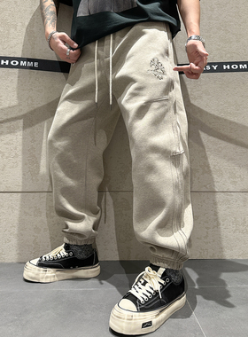 早春新款CH十字架卫裤个性立体剪裁显瘦男裤高街风潮流百搭小脚裤