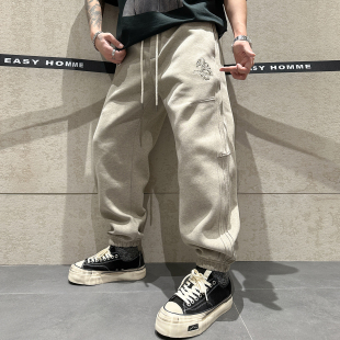 高街风潮流百搭小脚裤 早春新款 立体剪裁显瘦男裤 个性 CH十字架卫裤