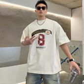 T恤个性 宽松半袖 磨破贴布印花男士 潮牌ins短袖 上衣春季 新款 打底衫