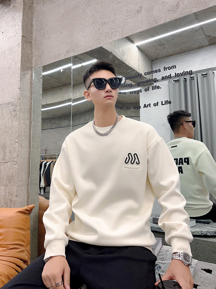 加绒压花保暖休闲卫衣