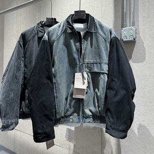 个性 潮流炸街外套男士 撞色双层领设计立体剪裁牛仔风棉衣 新款 冬季