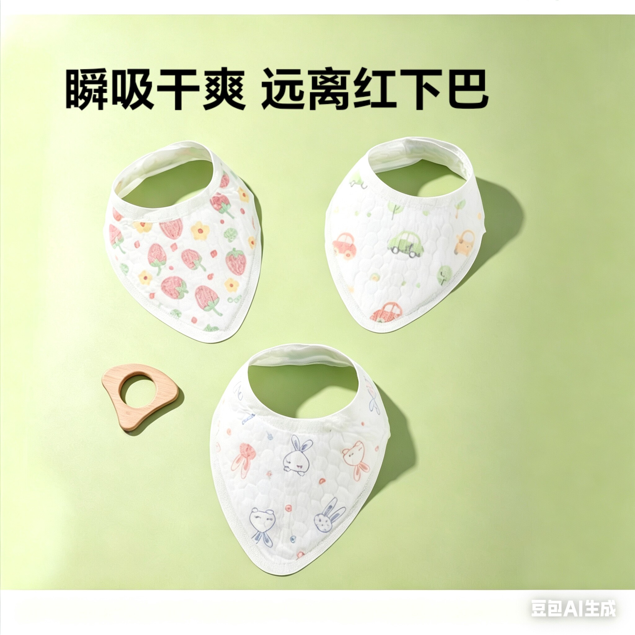 一次性口水巾 新生婴儿三角款围嘴 防水免洗口欲期防脏便携装薄款