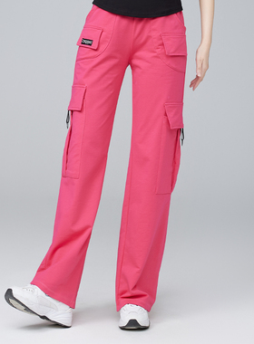 新款广场舞服装裤子夏白色宽松直筒佳木斯跳健身操舞蹈运动衣服女