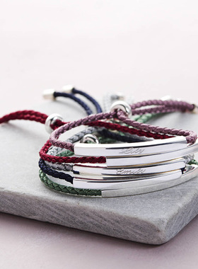 亚马逊不锈钢空心管刻字长牌手链 时尚百搭龙鳞编织手链