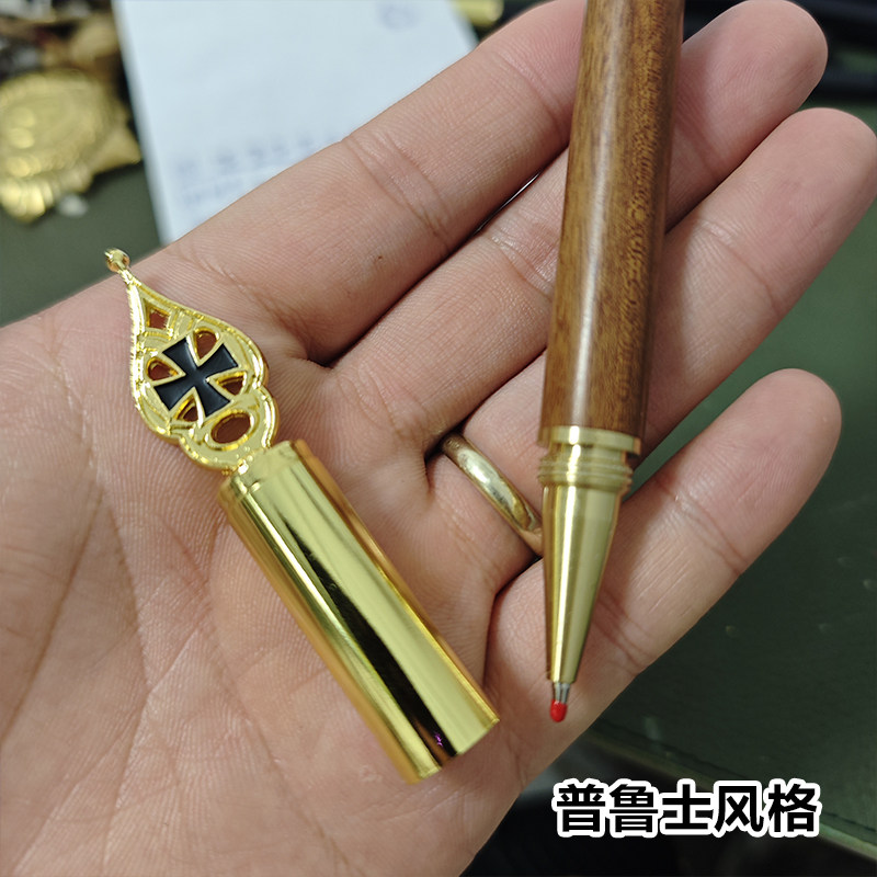 东线2024-31文创德国元素普鲁士一战旗杆头檀木花梨中性签字笔
