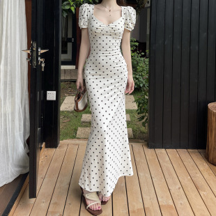 Bubble sleeve polka dot retro styledress泡泡袖波点复古连衣裙