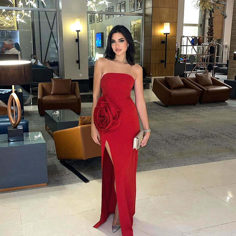 Socialite style sexy strapless dress时尚名媛风性感抹胸连衣裙