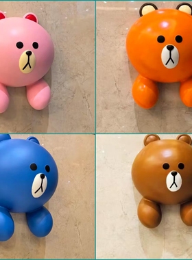 网红卡通布朗熊头雕塑背景墙挂件打卡拍照童装奶茶店门头装饰摆件