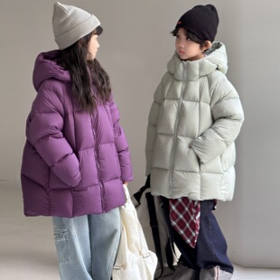 儿童羽绒服高充绒量韩版2025新款男女童大童中长款加厚白鸭绒外套