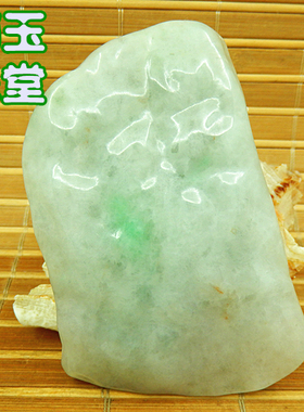 缅甸翡翠玉原石A货飘阳绿色花64大牌子毛料 冰糯老坑种厚桩片明料