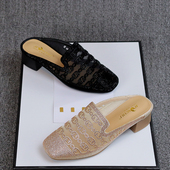 夏季 时尚 新款 镂空女凉鞋 水钻包头女凉拖 舒适型粗跟拖鞋 红依利女鞋