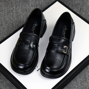 百搭小皮鞋 红依利女鞋 透气时尚 牛皮英伦风舒适复古软底乐福鞋 新款