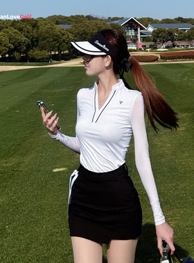 SG春夏高尔夫女装冰丝长袖T恤韩版防晒冰感修身显瘦包臀裙套装