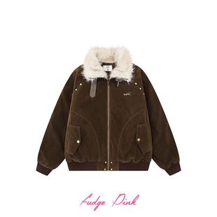 New实拍美式 25冬季 毛领棉服外套 Pink Fudge