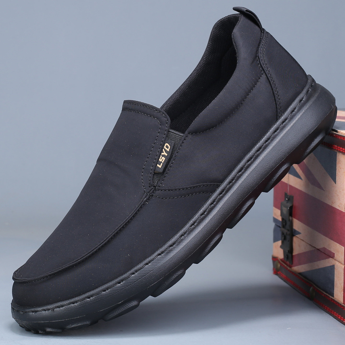 男士高端品牌帆布鞋透气休闲一脚蹬轻便男鞋软底不累脚老北京布鞋