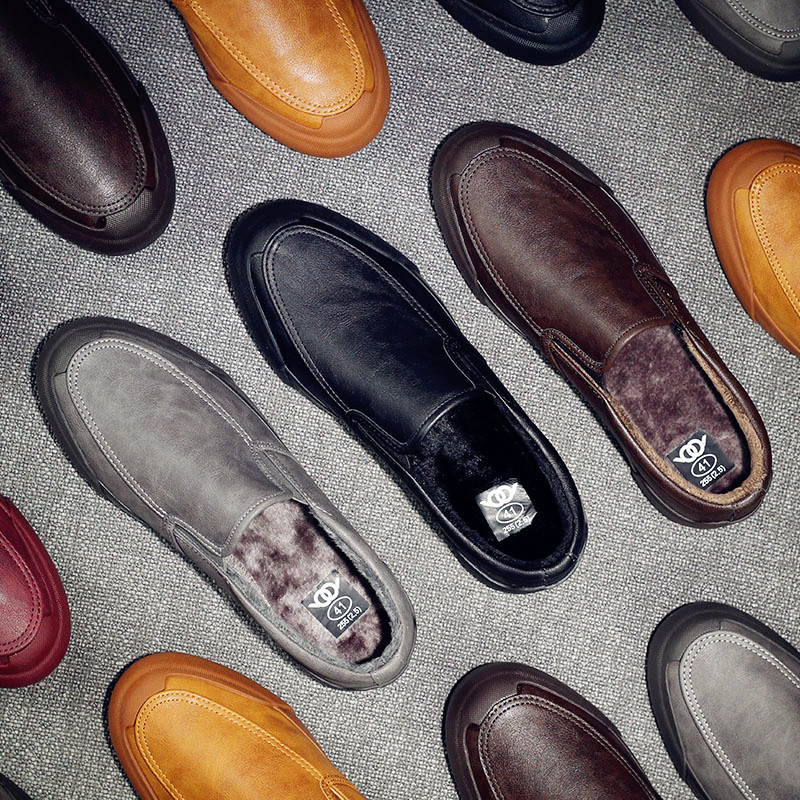 冬季加绒脚蹬懒人新款保暖休闲鞋