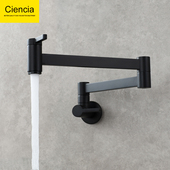 方形单冷厨房水龙头可折叠加长拉伸双开关龙头入墙式 菜盆灶台龙头