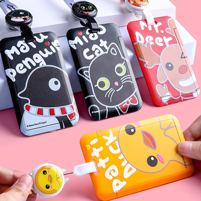 创意蹦克易拉扣胸卡挂绳卡套厂牌拉伸挂绳透明胸牌医生护士胸牌夹子可