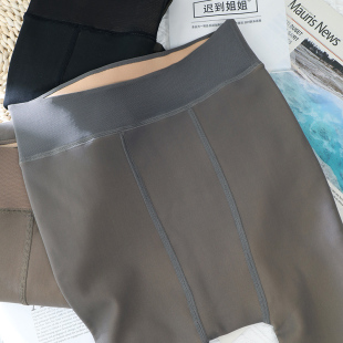 薄绒连裤 双面裆加肥加大码 胖mm秋冬季 女空姐灰一体透肤裤 袜 打底裤