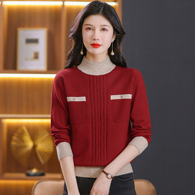 100%羊毛淡人风半高领羊毛衫