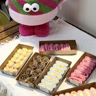 韩式粘叽叽牛皮打包盒软香甜摆摊驴打滚麻糍团烘焙点心包装盒子