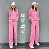休闲套装 女拉链卫衣针织阔腿裤 两件套 运动套装 欧洲站2024春秋厚款