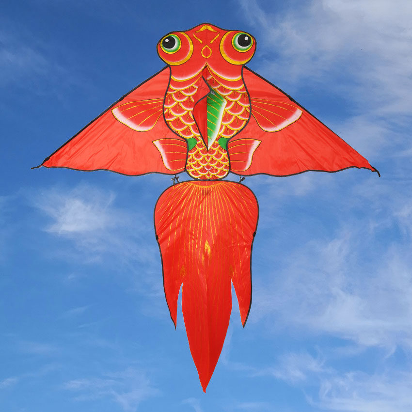 潍坊酷翔金鱼风筝 现代成人红色金鳞鲤鱼 保飞易飞儿童鱼风筝包邮