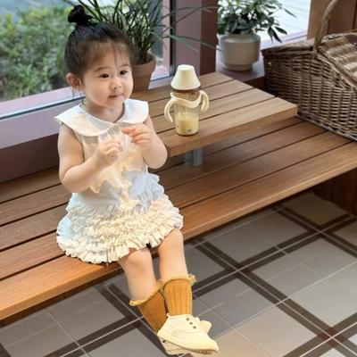 外贸款童装2025夏季新款纯棉女童连衣裙宝宝高级白蛋糕无袖公主裙