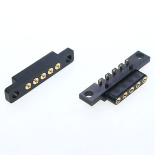 POGO PIN 弹簧针 连接器 5P 2.54 mm 公母座 侧插板带螺丝孔安装
