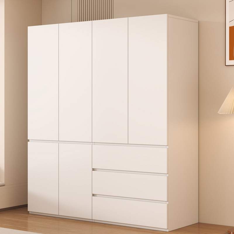 衣柜家用卧室奶油风免拉手挂衣橱