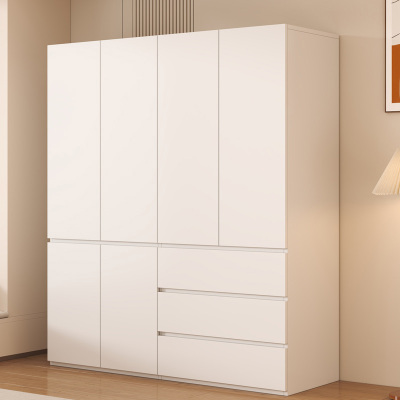 衣柜家用卧室奶油风免拉手挂衣橱