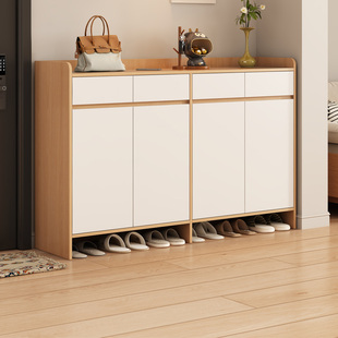 鞋柜家用门口2026新款爆款入户收纳柜一体靠墙玄关柜走廊实木鞋架