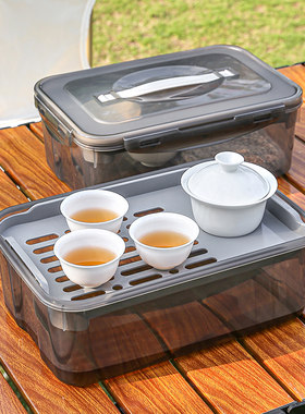 便携式旅行茶具户外露营沥水茶盘陶瓷功夫茶杯套装办公室一壶四杯