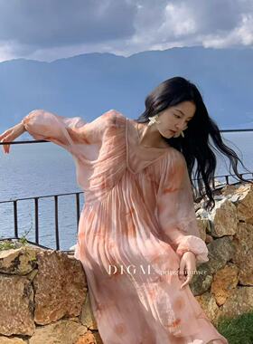 DIGM-印花宽松仙仙连衣裙+打底吊带连衣裙套装(人丝)17137#3-1