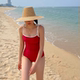 女士泳衣2026新款 高级感红色绑带性感连体遮肚子显瘦泰国海边度假
