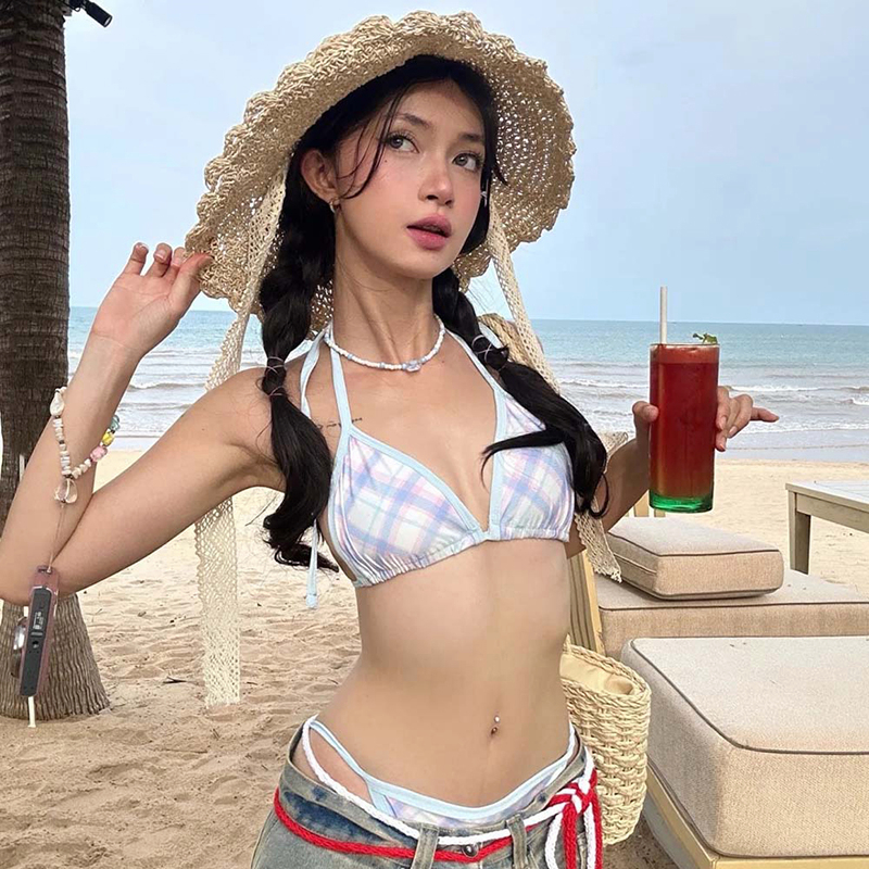 分体绑带比基尼泳衣女高级感2025新款性感纯欲风女士绝美辣妹度假