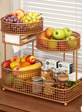 水果盘客厅家用轻奢高级感多层茶几零食摆放盘托盘高档果篮置物架